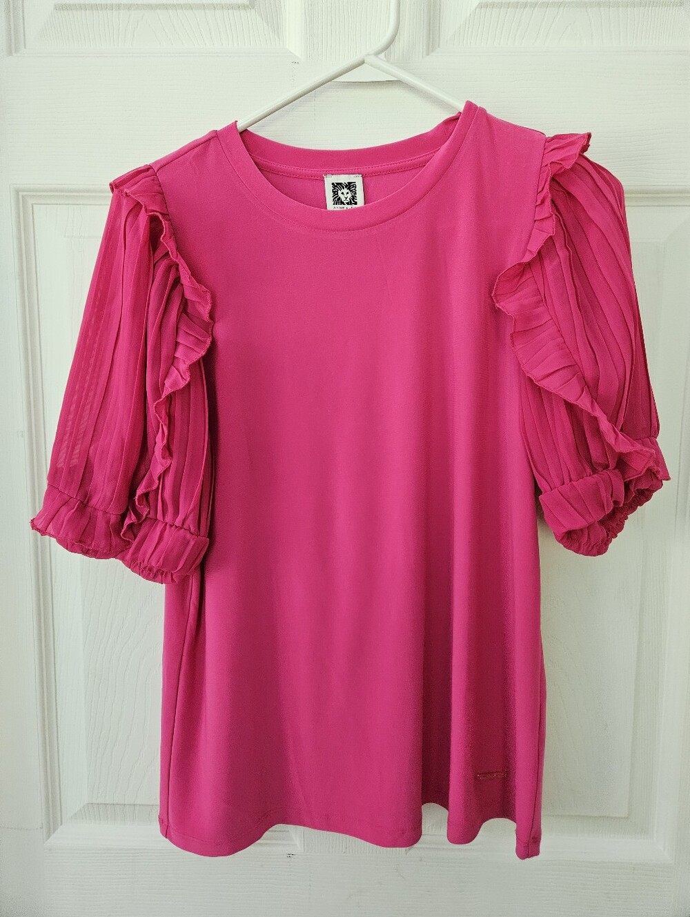 Bright Pink Ruffled Sleeve Top